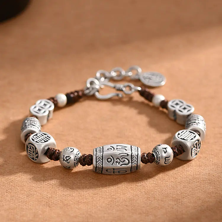 Vintage Six-Character Mantra Bracelet for Men