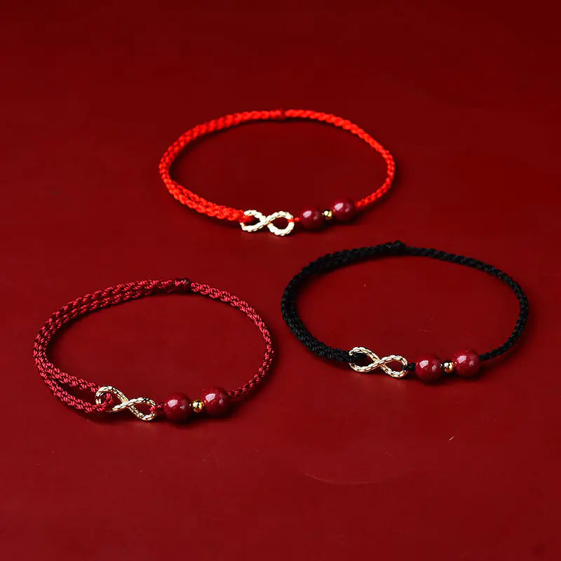 Cinnabar 8-Shaped Hand Woven Rope Bracelet