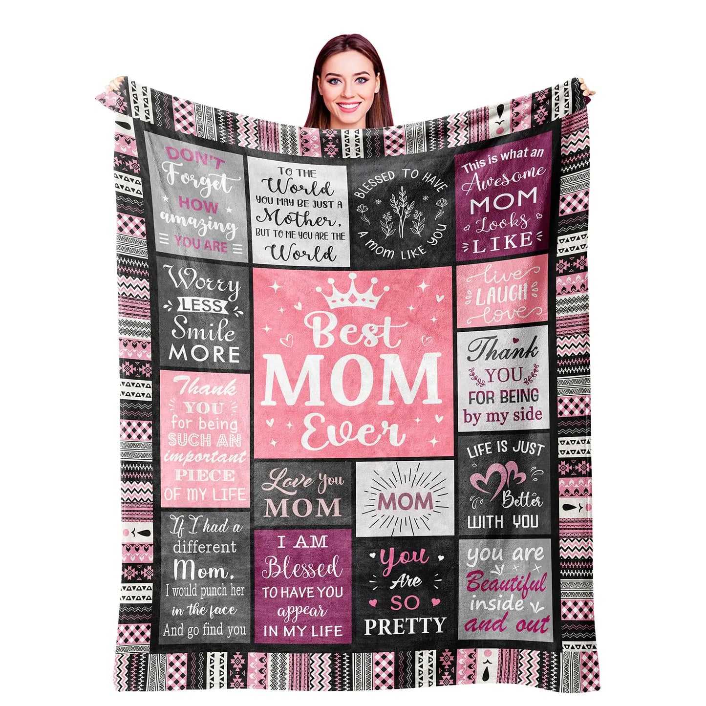 Ivivis Gifts for Mom Blanket 60"x50" Mom Birthday Gifts Mothers Day Birthday Gifts for Mom Mom Gifts from Daughters Son Gifts for Mom Birthday Christmas Best Mom Ever Blankets Throw