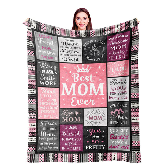 Ivivis Gifts for Mom Blanket 60"x50" Mom Birthday Gifts Mothers Day Birthday Gifts for Mom Mom Gifts from Daughters Son Gifts for Mom Birthday Christmas Best Mom Ever Blankets Throw