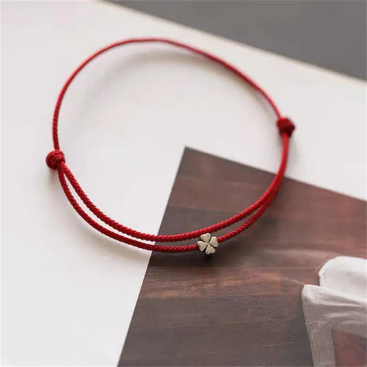 Fourleaf Grass Simple Woven Hand Rope Bracelet