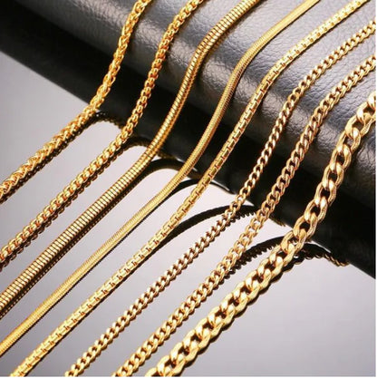 Trendy Gold Titanium Steel Chain Necklace for Men