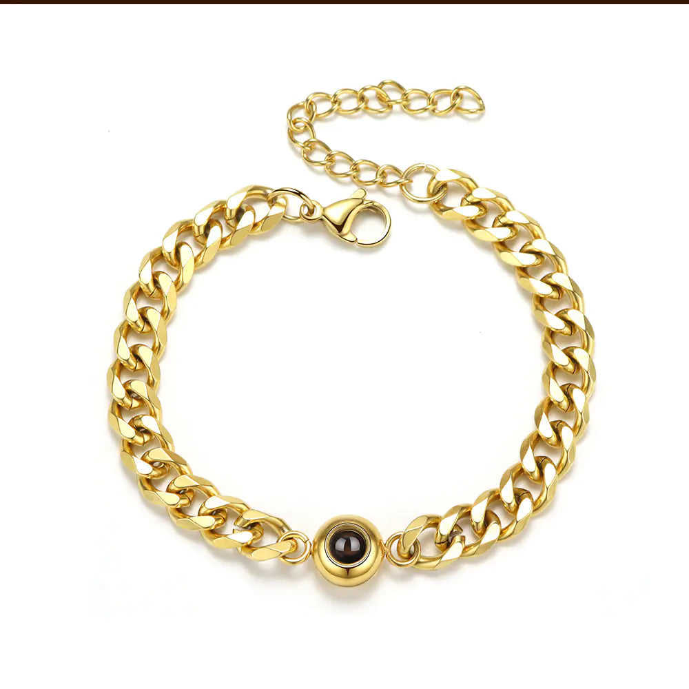 Vintage Stainless Steel Couple Bracelet with Projection Engraving