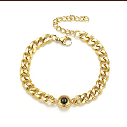 Vintage Stainless Steel Couple Bracelet with Projection Engraving