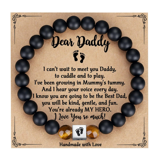 TONY & SANDY Dad to be New Father to be Gifts First Time Dad Soon to be Expectant Dad Onyx Bracelet Pregnancy Announcement Gender Reveal Gifts for New Daddy Dad Christmas Stocking Stuffers