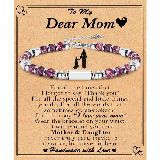 FIEEFX Mothers Day Gifts for Mom Christmas Valentines Day Easter Birthday Gifts Stocking Easter Basket Stuffers Beaded Bracelet Jewelry Gifts for Mom from Daughter