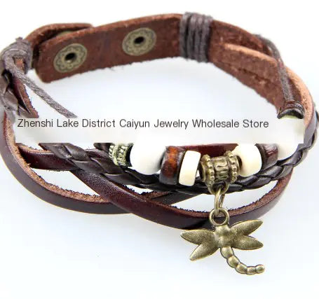 Hand-Woven Multi-Layer Wax Rope Leather Bracelet