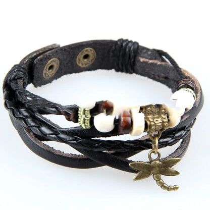 Hand-Woven Multi-Layer Wax Rope Leather Bracelet