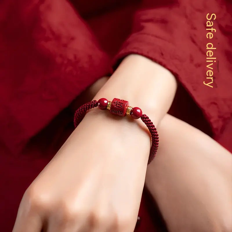 Couple Hand-woven Cinnabar Six-character Mantra Bracelet
