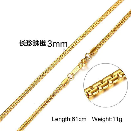 Trendy Gold Titanium Steel Chain Necklace for Men