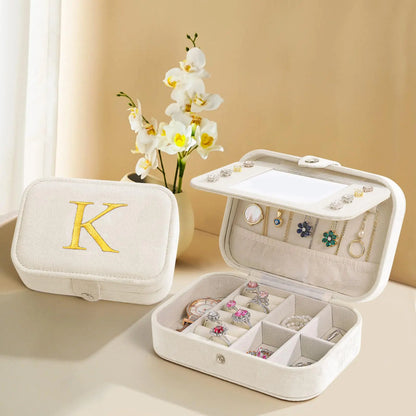 Parima Mom Gifts for Mom - Plush Velvet Travel Jewelry Case | Birthday Gifts for Mom Women | Travel Gifts for Mom Jewelry Travel Case | Mom Birthday Gifts for Mom - Letter K White