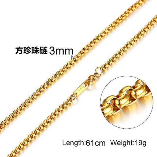 Trendy Gold Titanium Steel Chain Necklace for Men