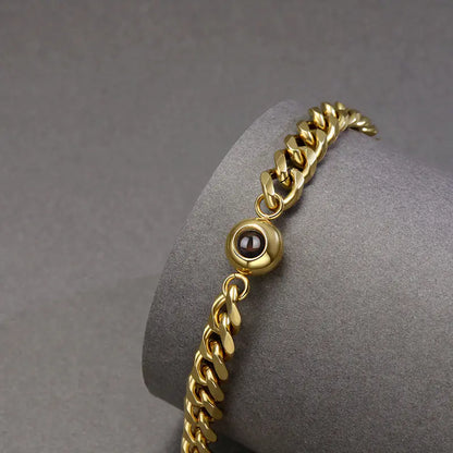 Vintage Stainless Steel Couple Bracelet with Projection Engraving