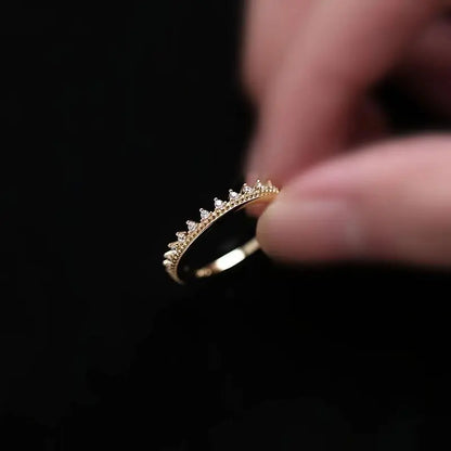 S925 Sterling Silver Gold-Plated Crown Ring