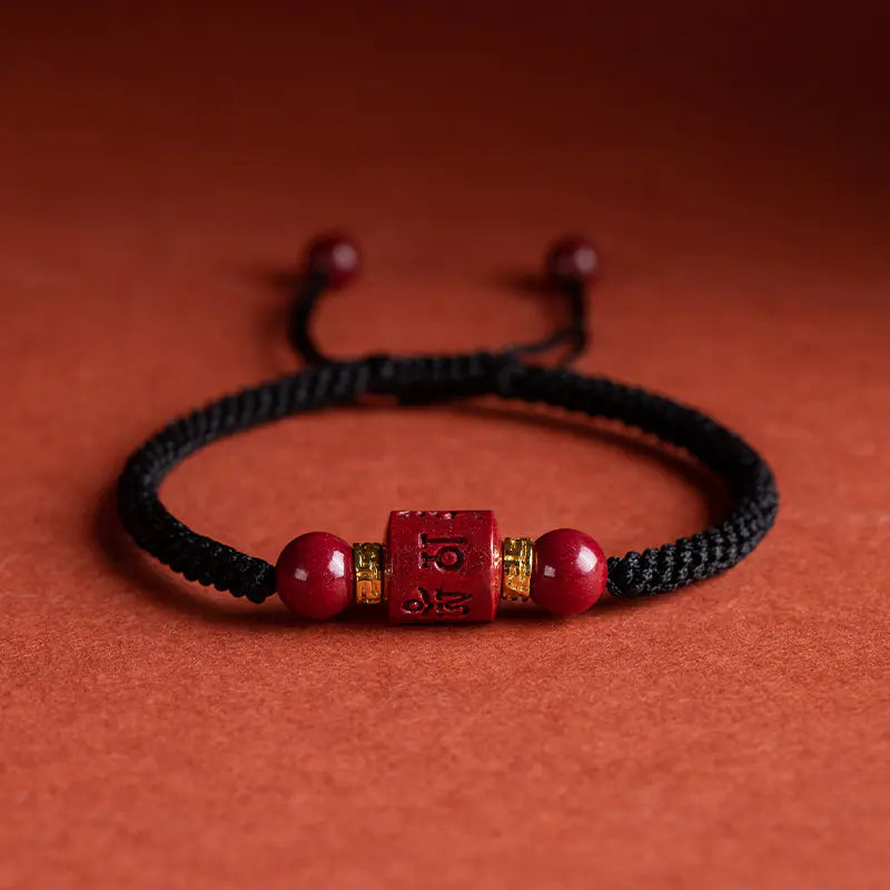 Couple Hand-woven Cinnabar Six-character Mantra Bracelet