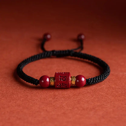 Couple Hand-woven Cinnabar Six-character Mantra Bracelet