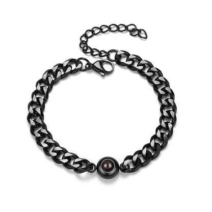 Vintage Stainless Steel Couple Bracelet with Projection Engraving