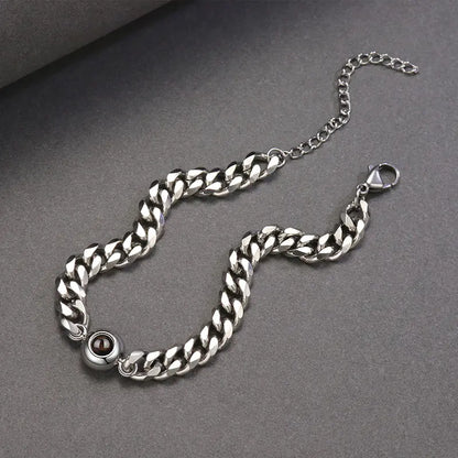 Vintage Stainless Steel Couple Bracelet with Projection Engraving