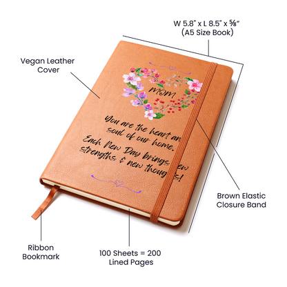 Personalized Leather Journal for Mom, Journal with Name MOM, Lined Journal, Personalized Notebook, Customized Leather Gift, Custom Leatherette Journal