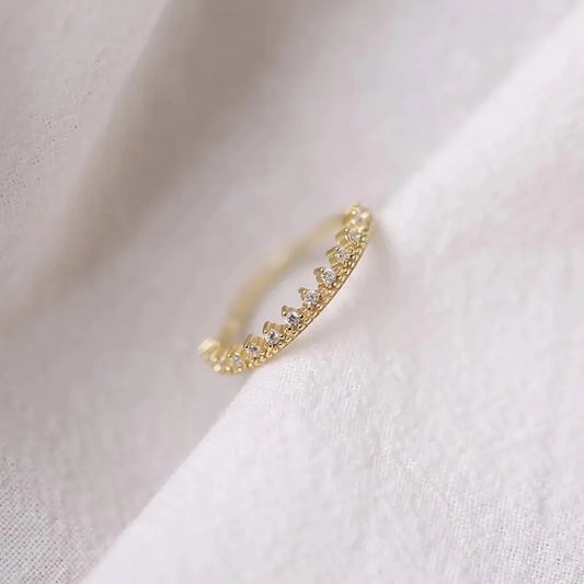 S925 Sterling Silver Gold-Plated Crown Ring