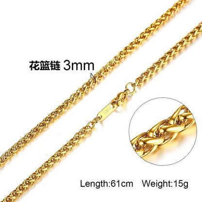 Trendy Gold Titanium Steel Chain Necklace for Men
