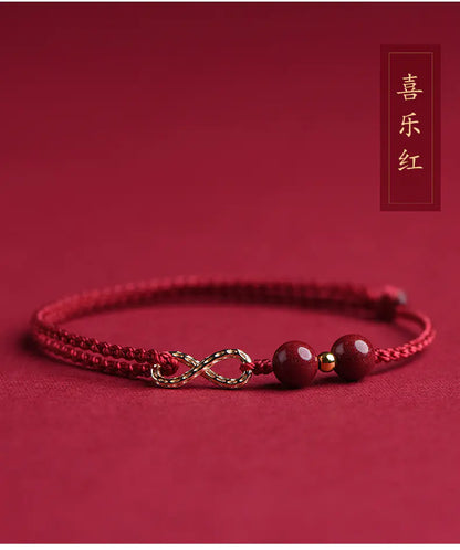 Cinnabar 8-Shaped Hand Woven Rope Bracelet