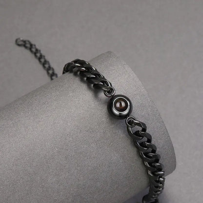 Vintage Stainless Steel Couple Bracelet with Projection Engraving