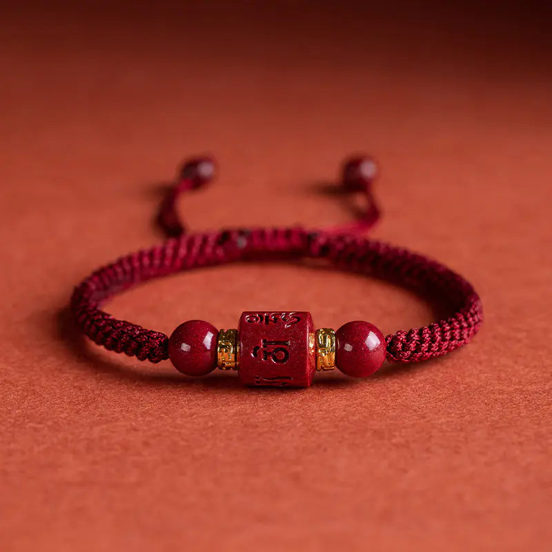 Couple Hand-woven Cinnabar Six-character Mantra Bracelet