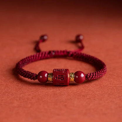 Couple Hand-woven Cinnabar Six-character Mantra Bracelet