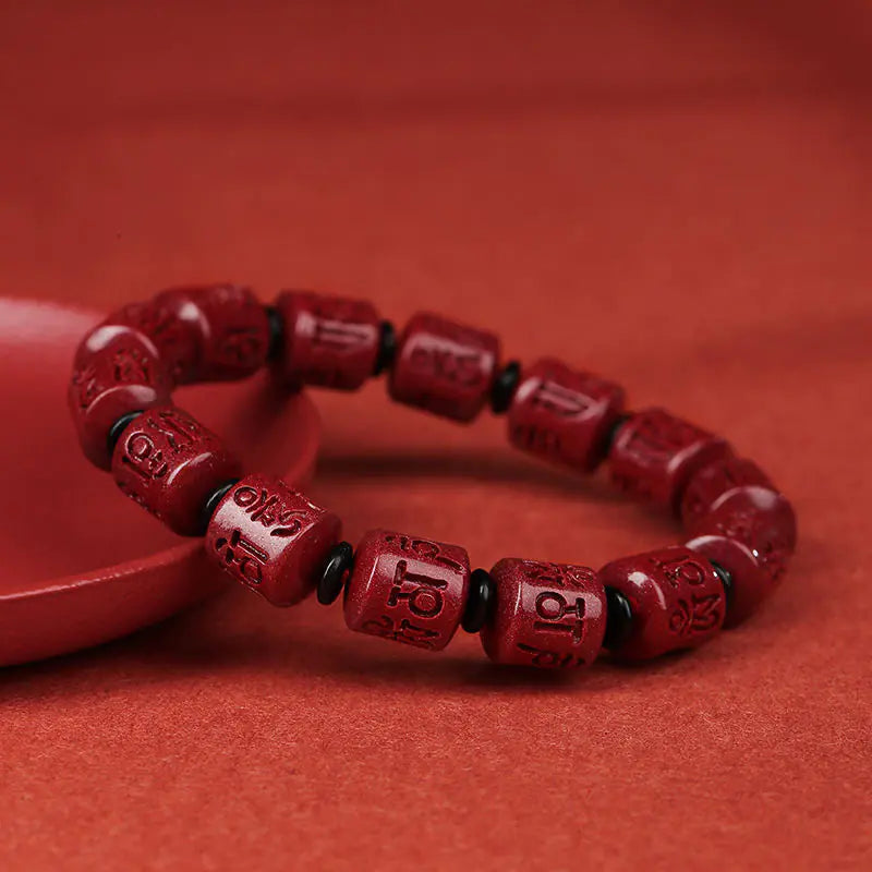 Cinnabar Six-Character Mantra Bracelet