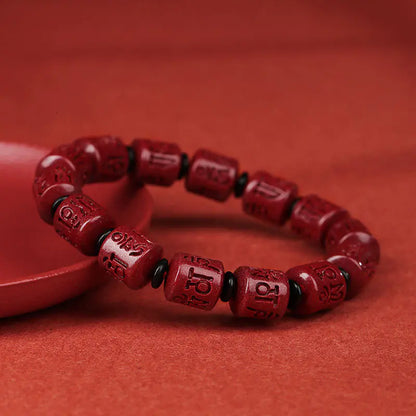 Cinnabar Six-Character Mantra Bracelet