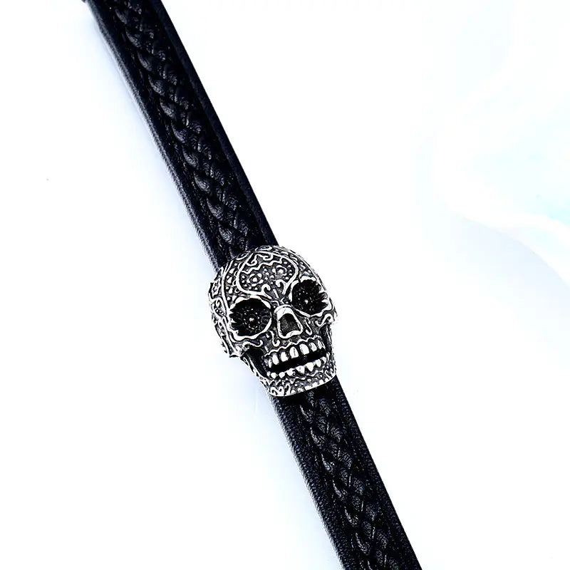 Beier Punk Titanium Steel Skull Bracelet for Men
