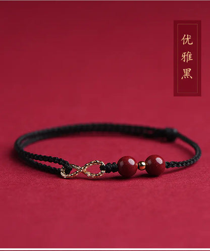 Cinnabar 8-Shaped Hand Woven Rope Bracelet