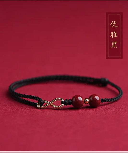 Cinnabar 8-Shaped Hand Woven Rope Bracelet