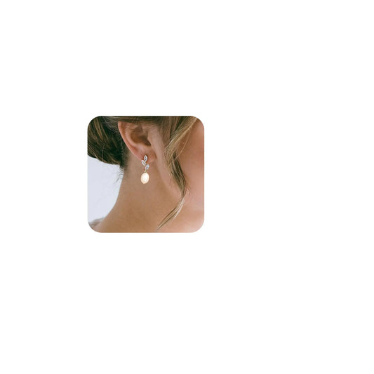 Ewrkbr Wedding Earrings for Brides14K Gold Plated Pearl Drop Earrings Dainty CZ Pearl Dangle Earrings for Women Trendy Cute Gold Teardrop Pearl Earrings Charm Pearl Jewelry for Women Gifts