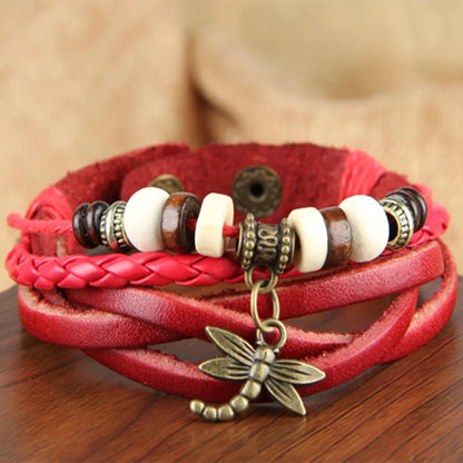 Hand-Woven Multi-Layer Wax Rope Leather Bracelet