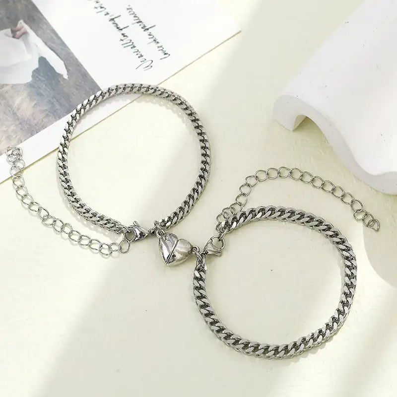 Stainless Steel Couple Bracelet - Love Magnet Design