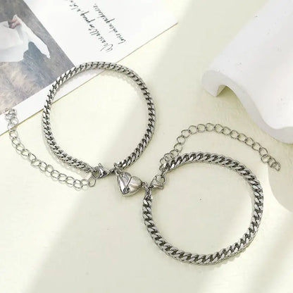 Stainless Steel Couple Bracelet - Love Magnet Design
