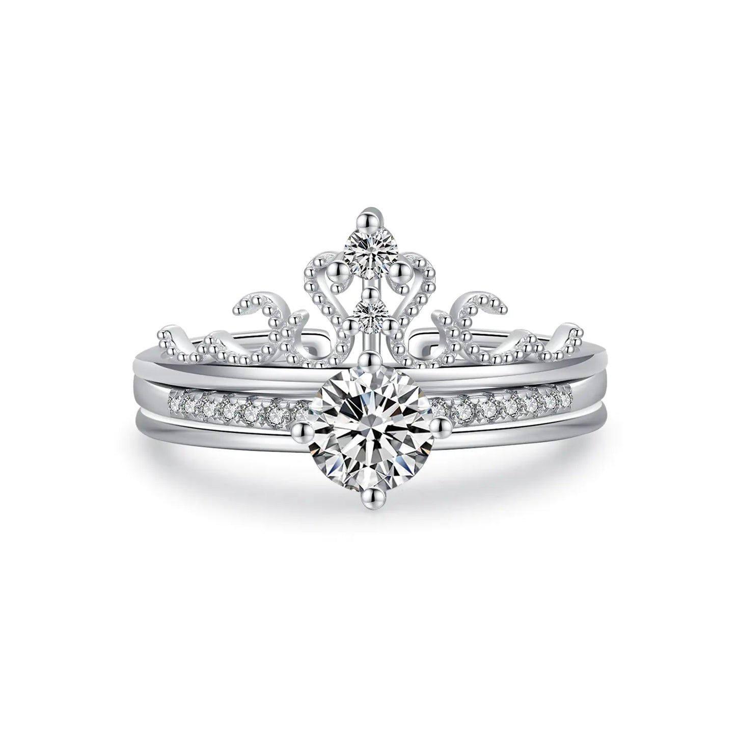 S925 Sterling Silver Light Luxury Crown Ring