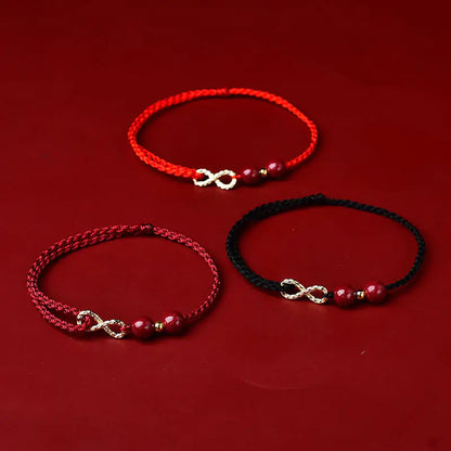 Cinnabar 8-Shaped Hand Woven Rope Bracelet