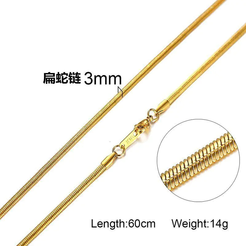 Trendy Gold Titanium Steel Chain Necklace for Men
