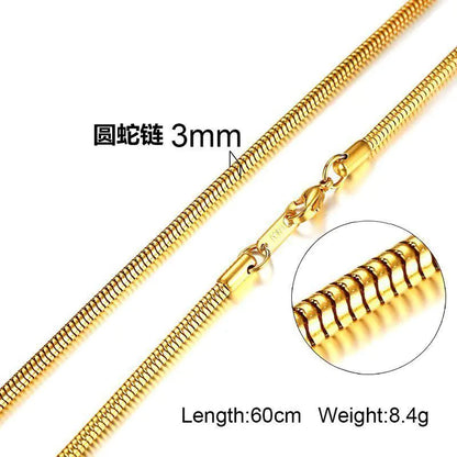 Trendy Gold Titanium Steel Chain Necklace for Men